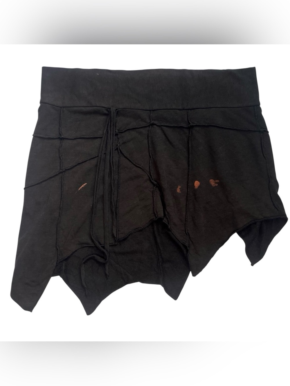 Festival Distressed Maha Devi Mini Skirt Fairy Dance Fringe Grunge S M Black